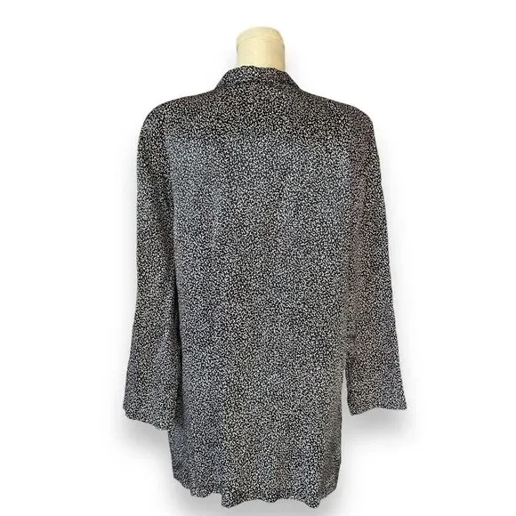 Vintage 70s 80s Cavalluzzi Black White Rayon Oversized Silky Blazer Jacket Small - Picture 4 of 7